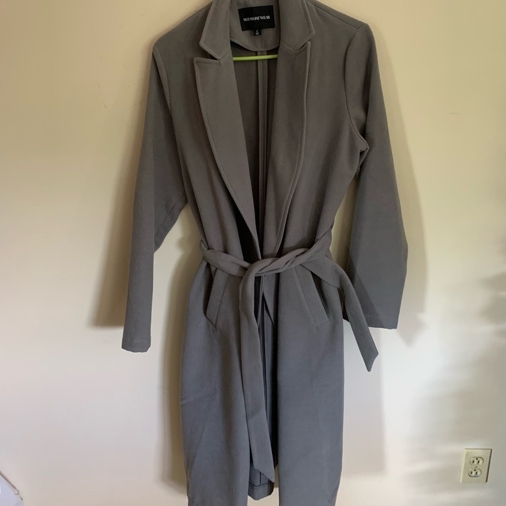 Who What Wear Gray Belted Coat